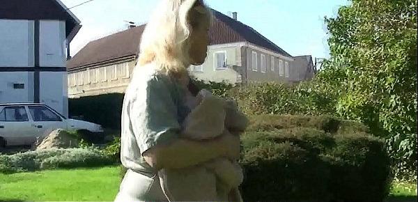  Old busty blonde mother inlaw rides his cock outside